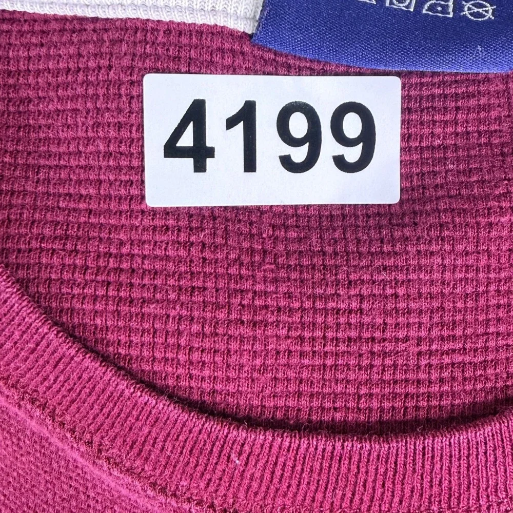 Polo Ralph Lauren Waffle Knit Thermal Top Men XL Burgundy Cotton Lounge‎ Pony